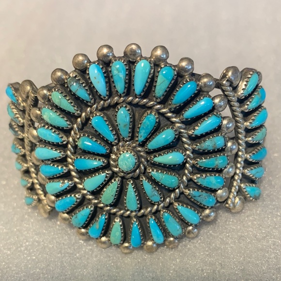 Navajo Turquoise Silver 925 Girls Bracelet Artist FM Begay